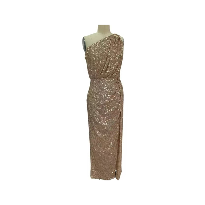 One-Shoulder Sleeveless Slim Fit Sequined Off-Shoulder Dress, High-End Temperament Sequined Small Dress, Can Be Worn Daily